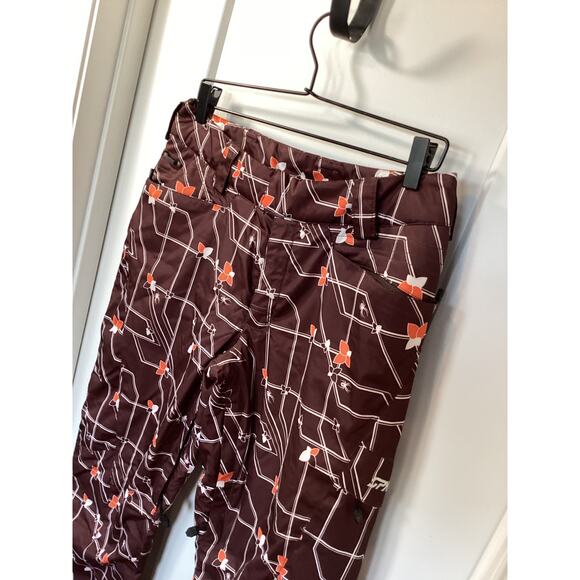 Spyder womens  Geometric Print Pockets Snow Ski Pants Snowboarding Brown Size 10 - Picture 2 of 12
